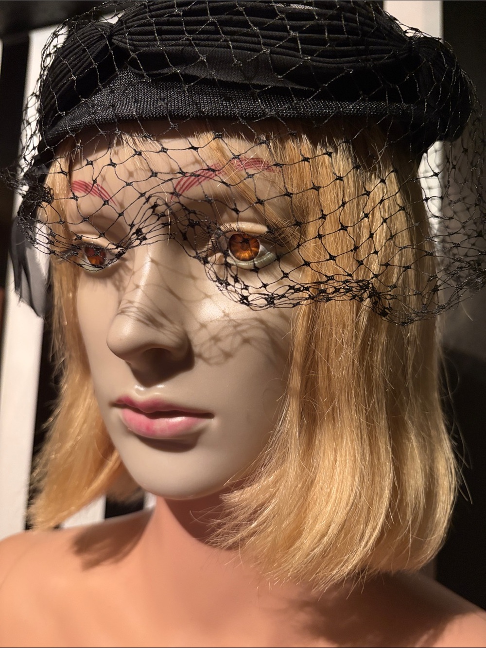 1940s Black Veiled Cocktail Hat Fascinator - Widow’s Hat Goth Witchy Halloween